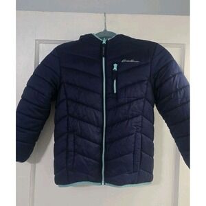 Eddie‎ Bauer Kids Deer Harbor Reversible Hooded Fleece Jacket Puffer Small (7/8)